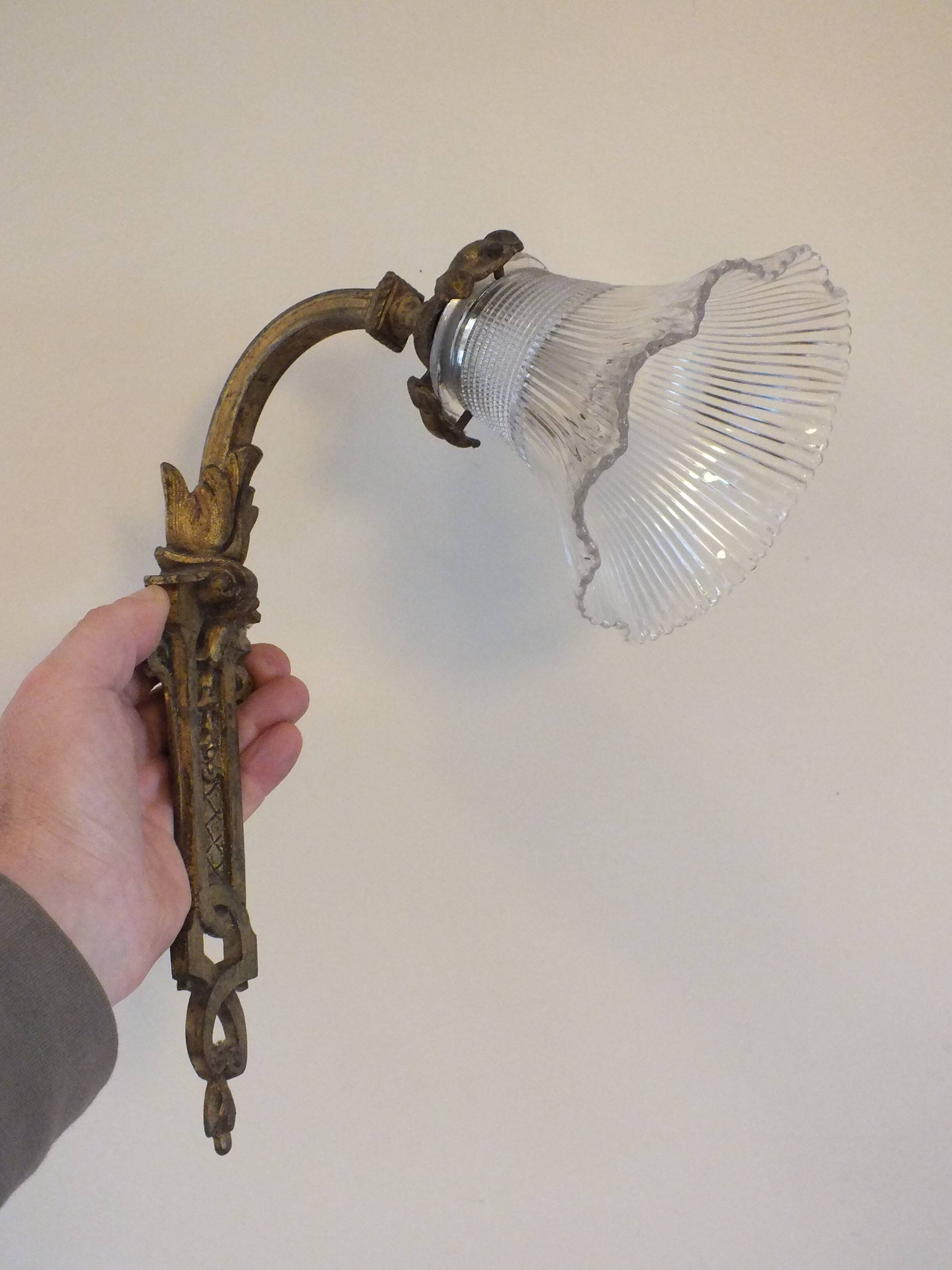 Large old bronze wall light