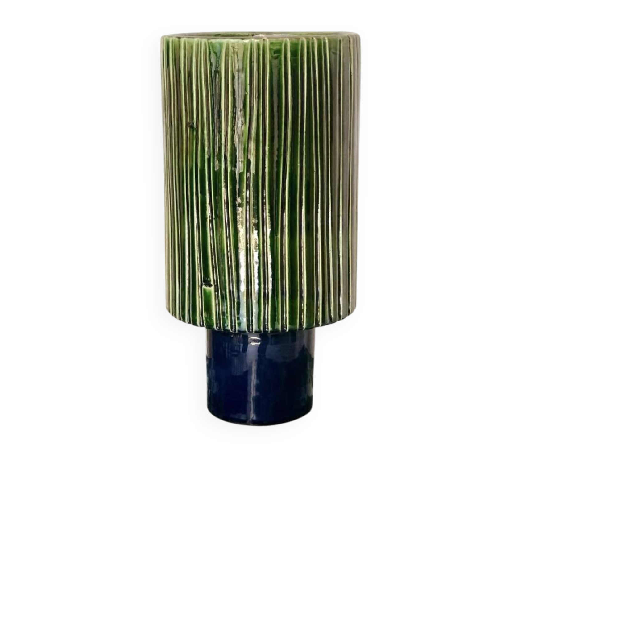 Milos vase in green and navy blue ceramic
