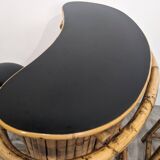 Bar et tabourets Tiki vintage en bambou