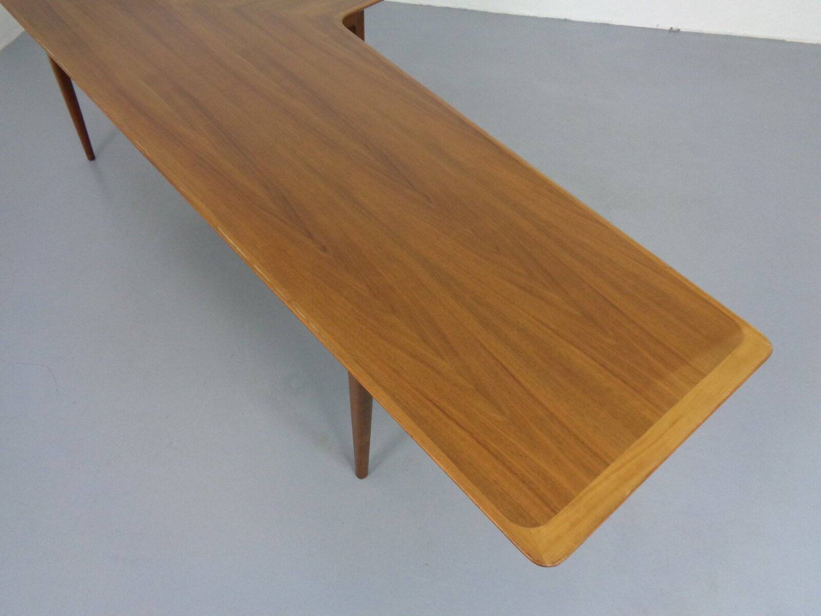Large Danish Boomerang Teak Coffee Table, 1960s
