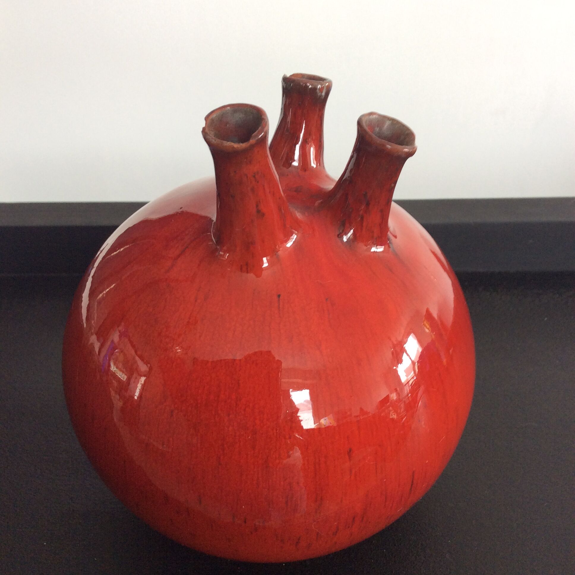 Vintage ball vase in enamelled ceramic
