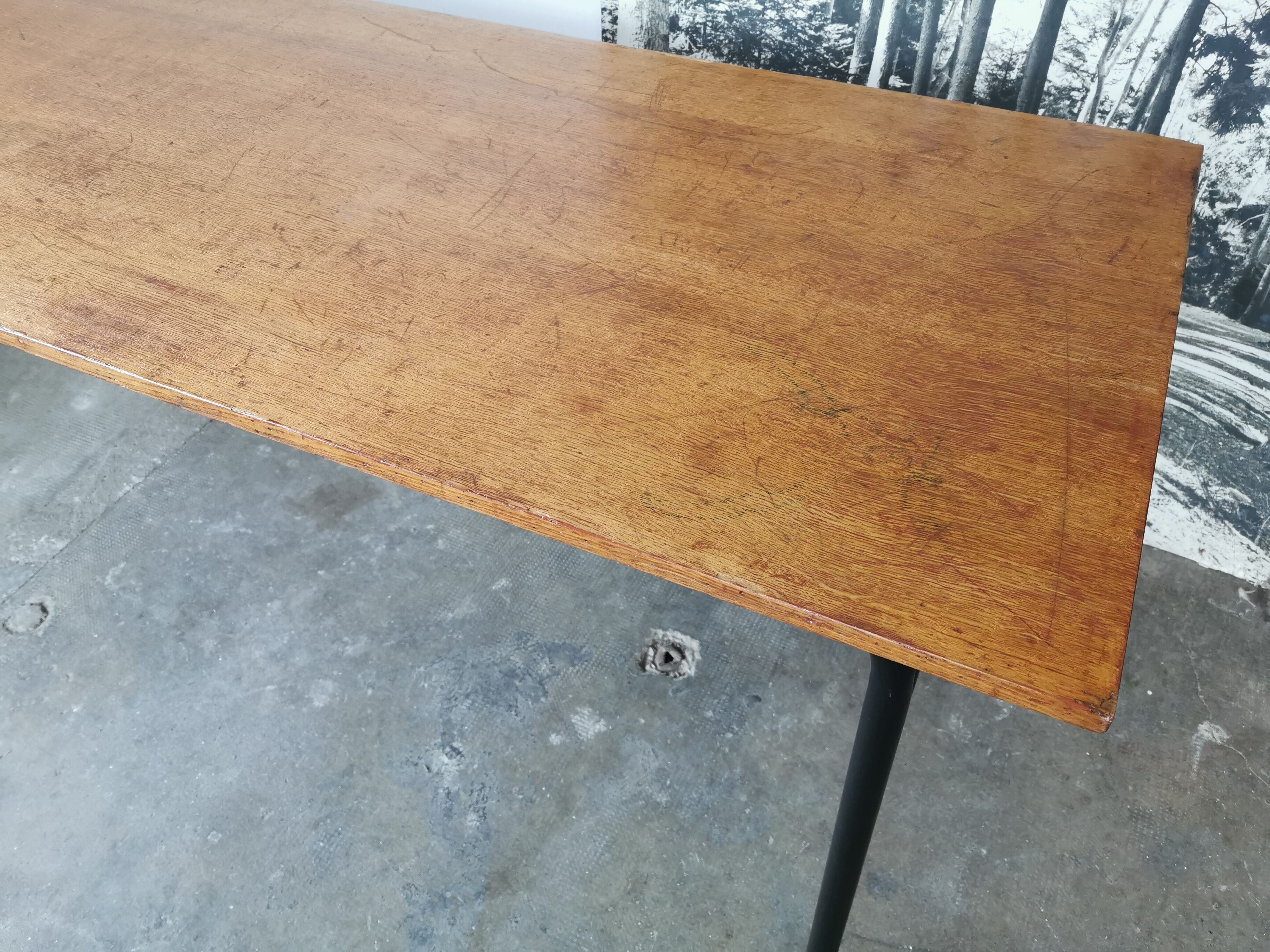Refectory table Mullca metal and wood 1960