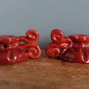 Bougeoirs en céramique artisanale bordeaux