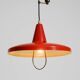 Mid-Century Modern red aluminum pendant lamp, height adjustable, Italy