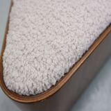 Vintage triangular plywood with boucle-fabric sit element / Ottoman, 1970s