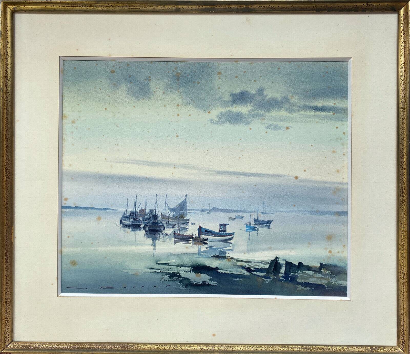 Watercolor Painting Gaston Barret (1910-1991) Marine Ar Harnog