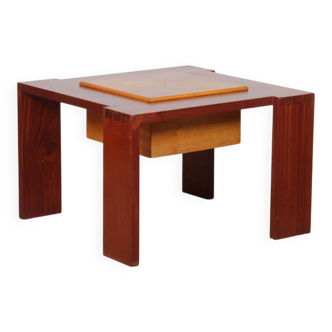 Square wooden coffee table from the 20th century.