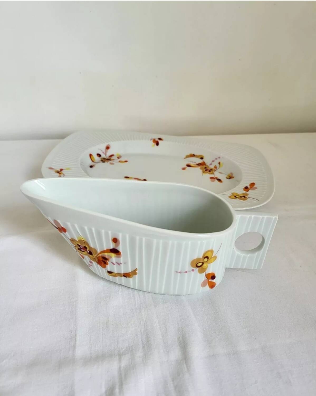 Haviland Limoges Gravy Boat and Porcelain Tray, Vintage