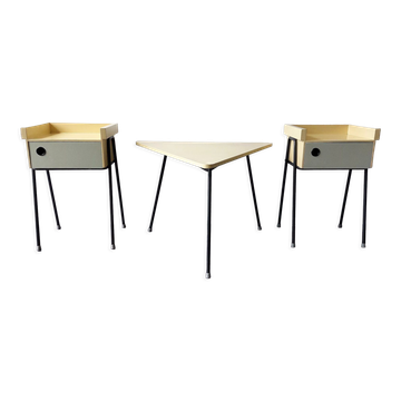 Set of 2 Room '56 nightstands and bedroom sidetable by Rob Parry for Dico, The Netherlands 1950's