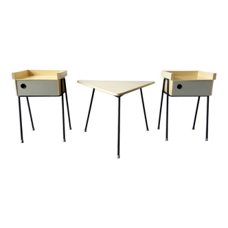 Set of 2 Room '56 nightstands and bedroom sidetable by Rob Parry for Dico, The Netherlands 1950's