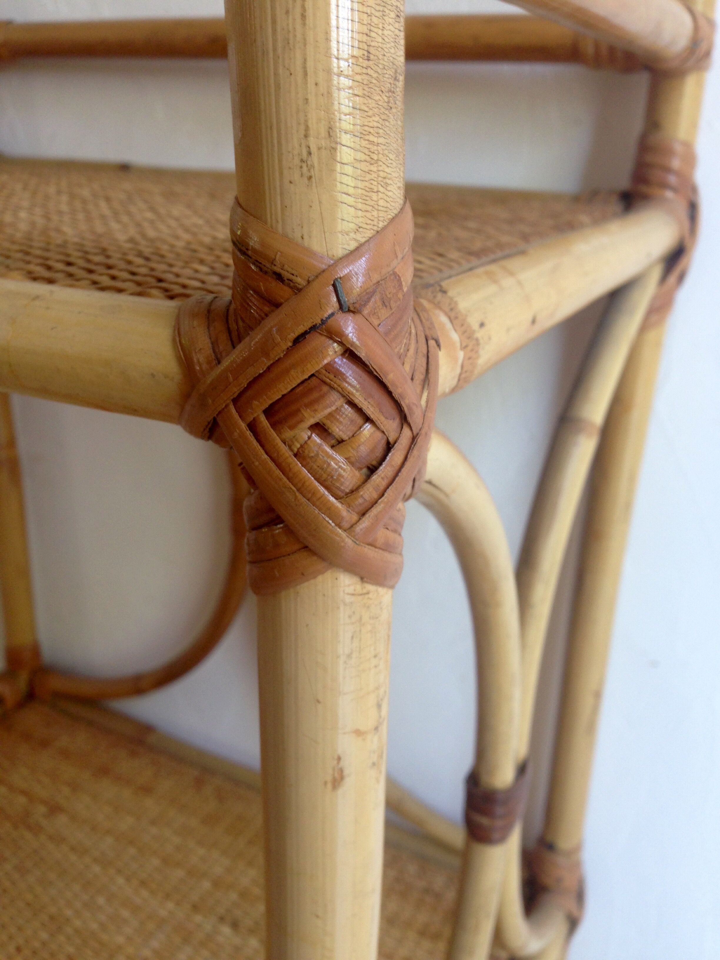 Bedside table vintage rattan