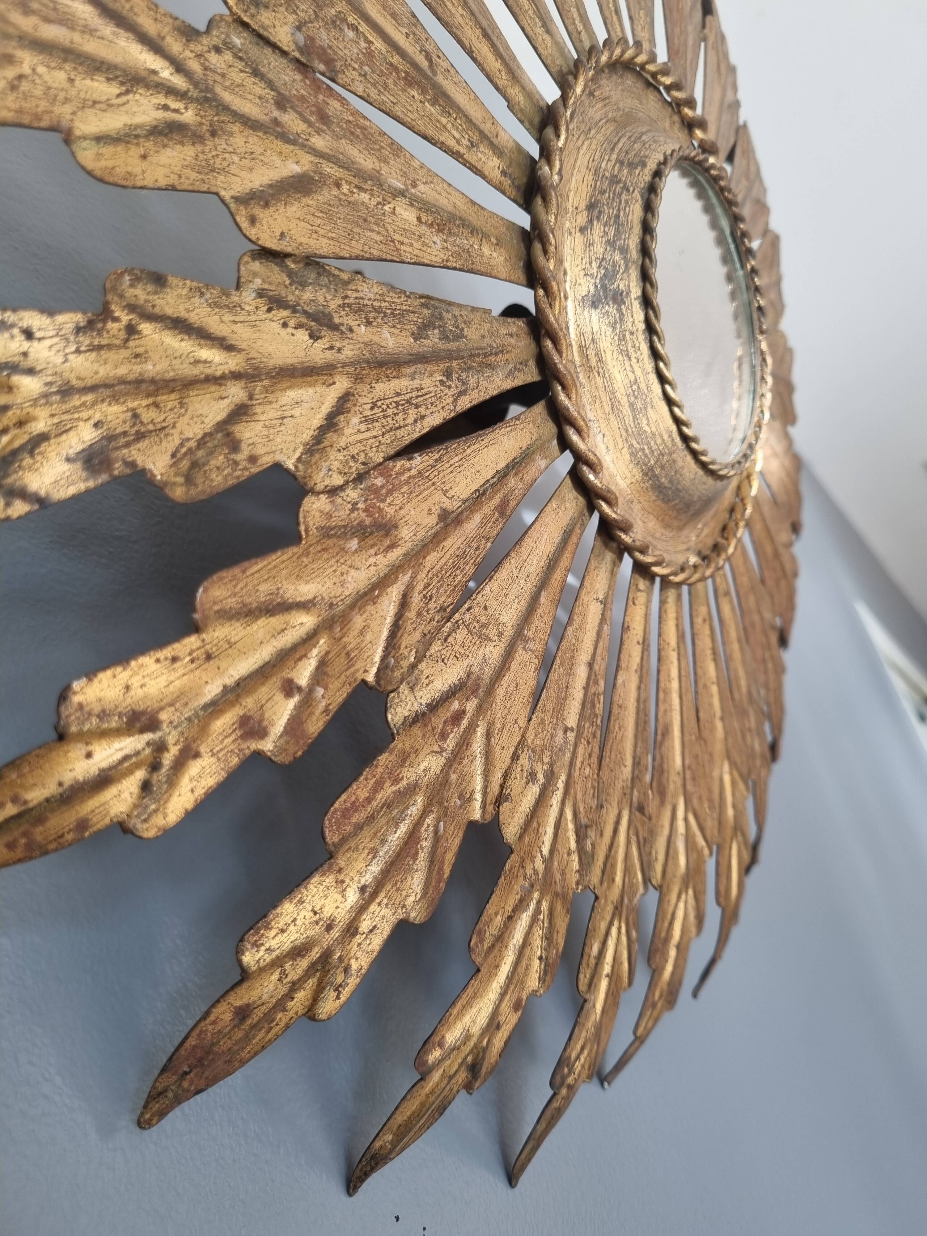 Sun mirror wall lamp