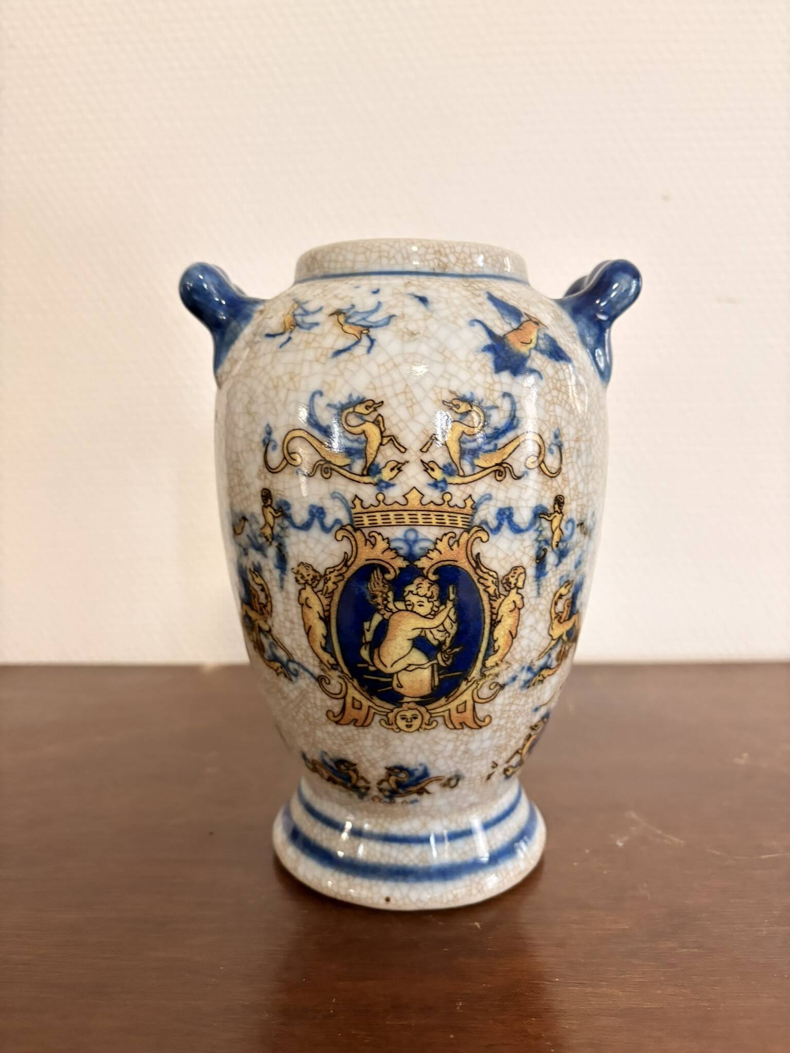 Ancient Vase Pot Decor Angel Cherub Renaissance Style Gien