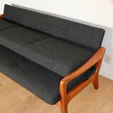 Canapé pliable danois vintage noir bouclé, années 1970