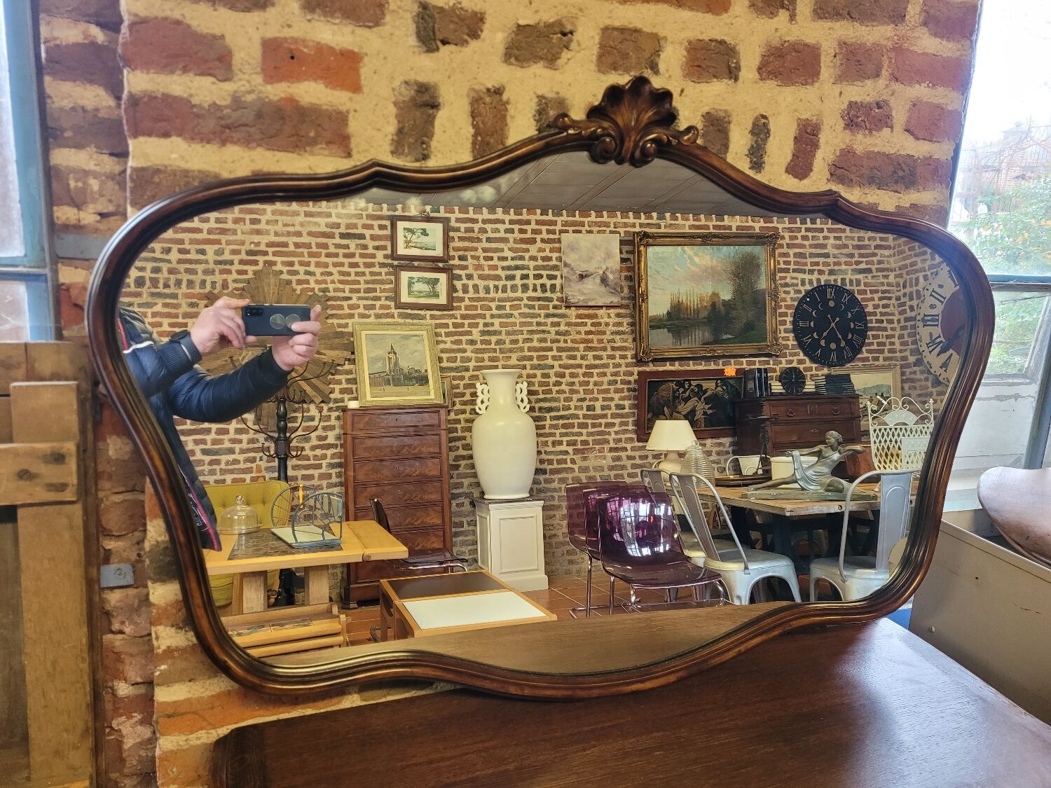 Louis XV style wooden mirror