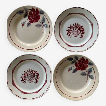 Mismatched plates in old earthenware