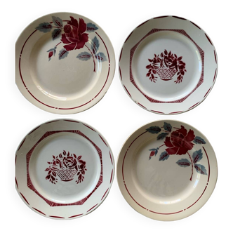 Mismatched plates in old earthenware
