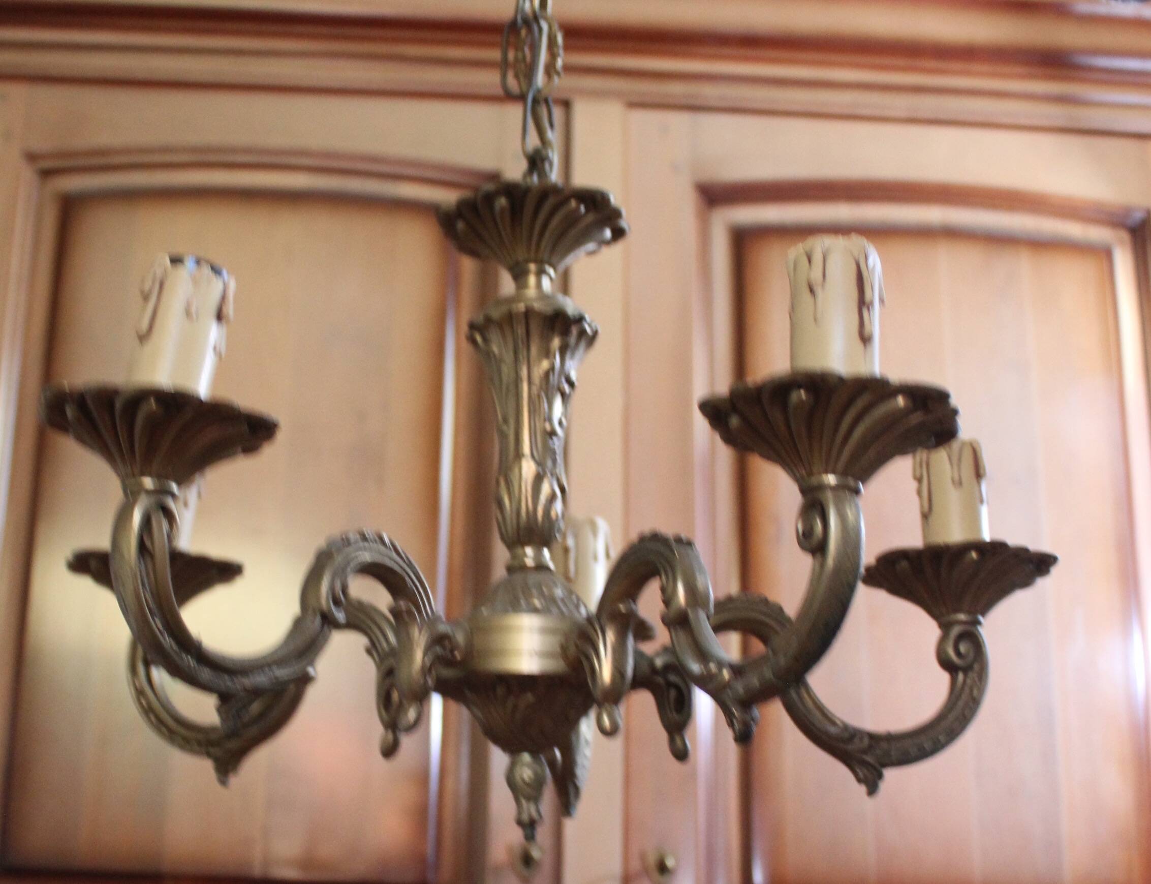 5-branch bronze chandelier
