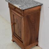 Bedside table in solid walnut with Marble Ste Anne, 1900