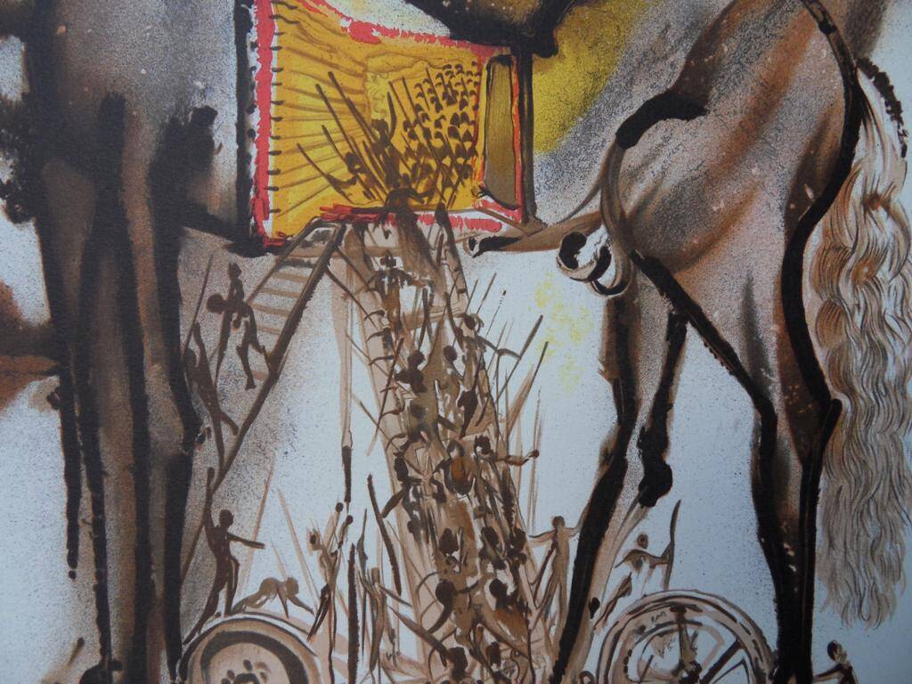 Salvador Dali: Horses - The Trojan Horse, signed lithograph