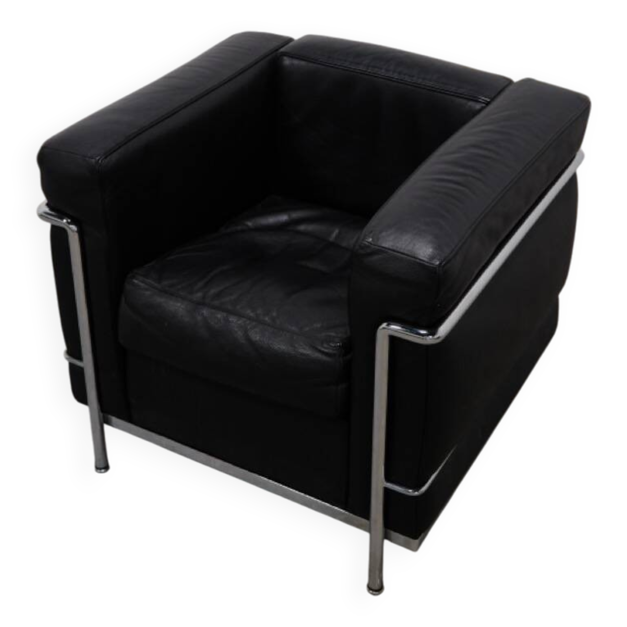 LC2 armchair in black leather – Design Le Corbusier, Pierre Jeanneret & Charlotte Perriand, 60s