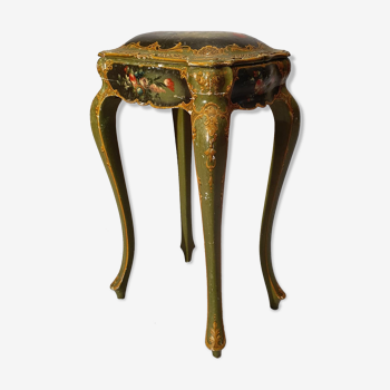 Table coffret style Louis XV - Travail de Venise - bois peint - 19ème