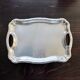 Vintage rectangular stainless steel tray - Molded edge
