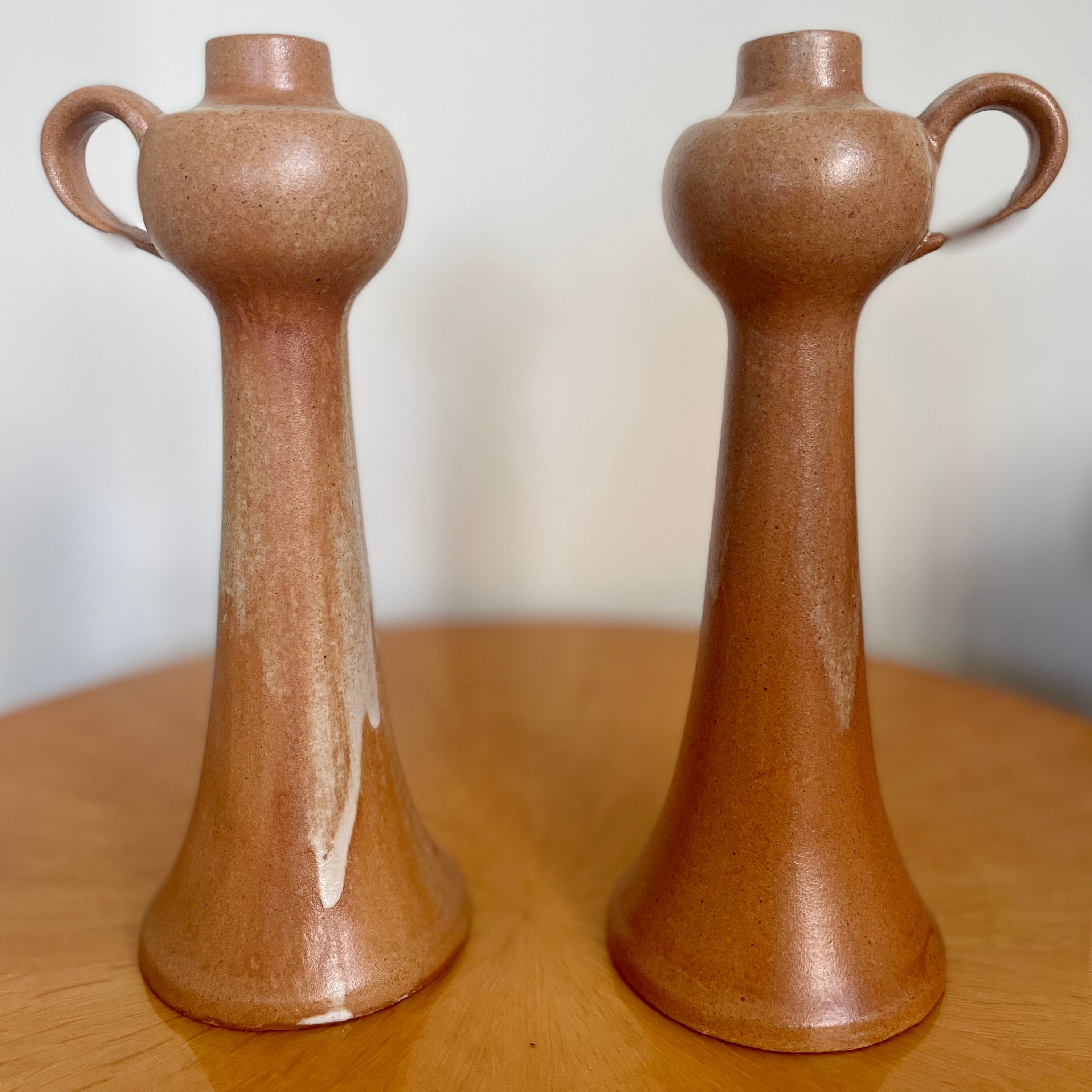 Pair of vintage 1960 sandstone candle holders