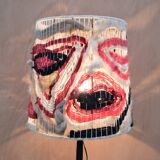 Modernist wrought iron lamp with wool lampshade, France 1950
