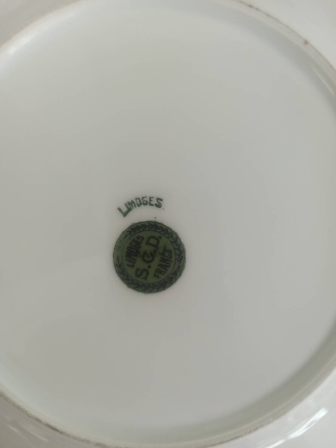 12 assiettes en porcelaine de Limoges à décor de guirlandes et de fruits