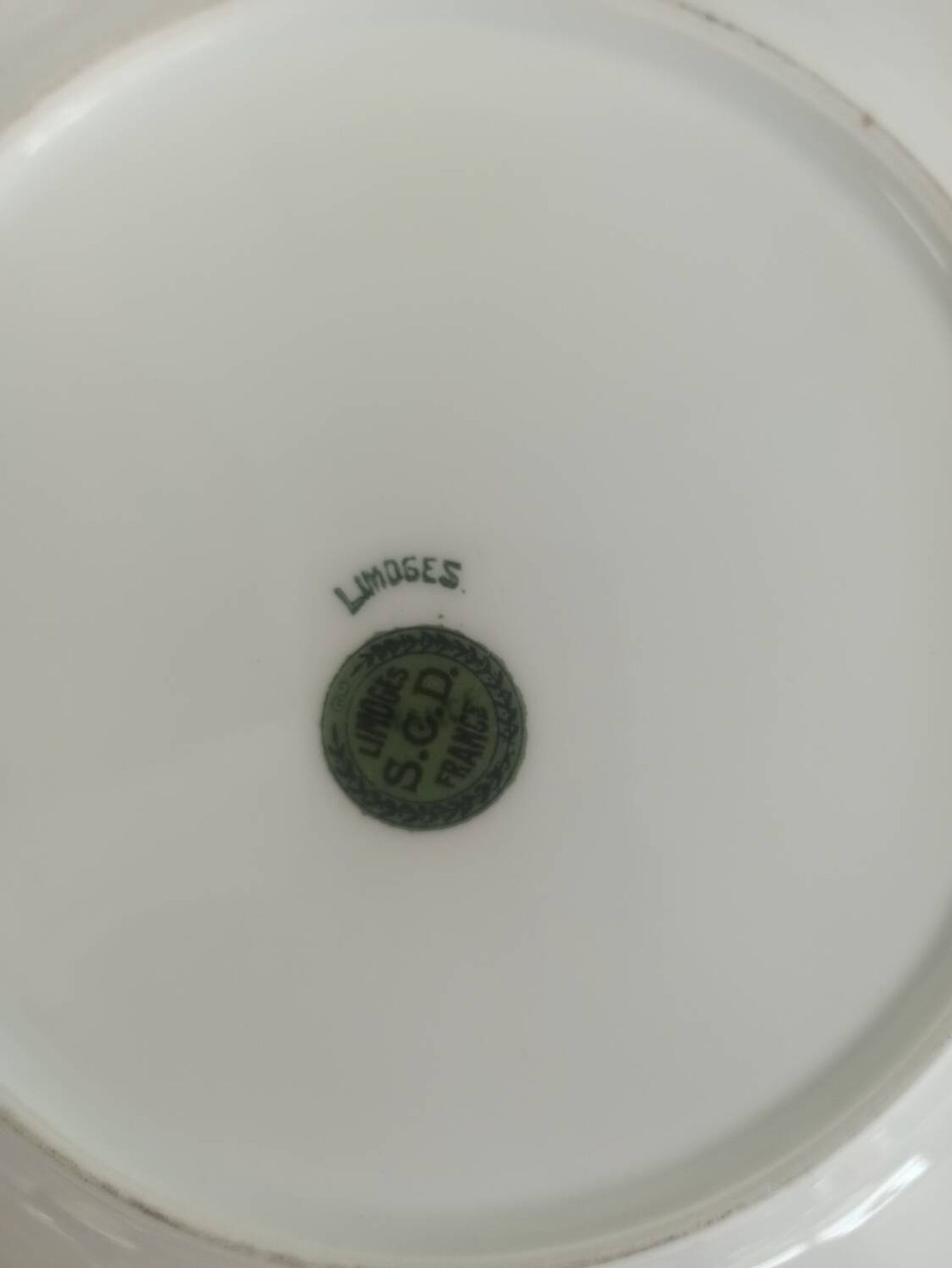 12 assiettes en porcelaine de Limoges à décor de guirlandes et de fruits