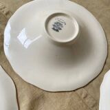 6 Assiettes et Plat aux Fleurs peintes Faïencerie Longchamp Monaco Années 60