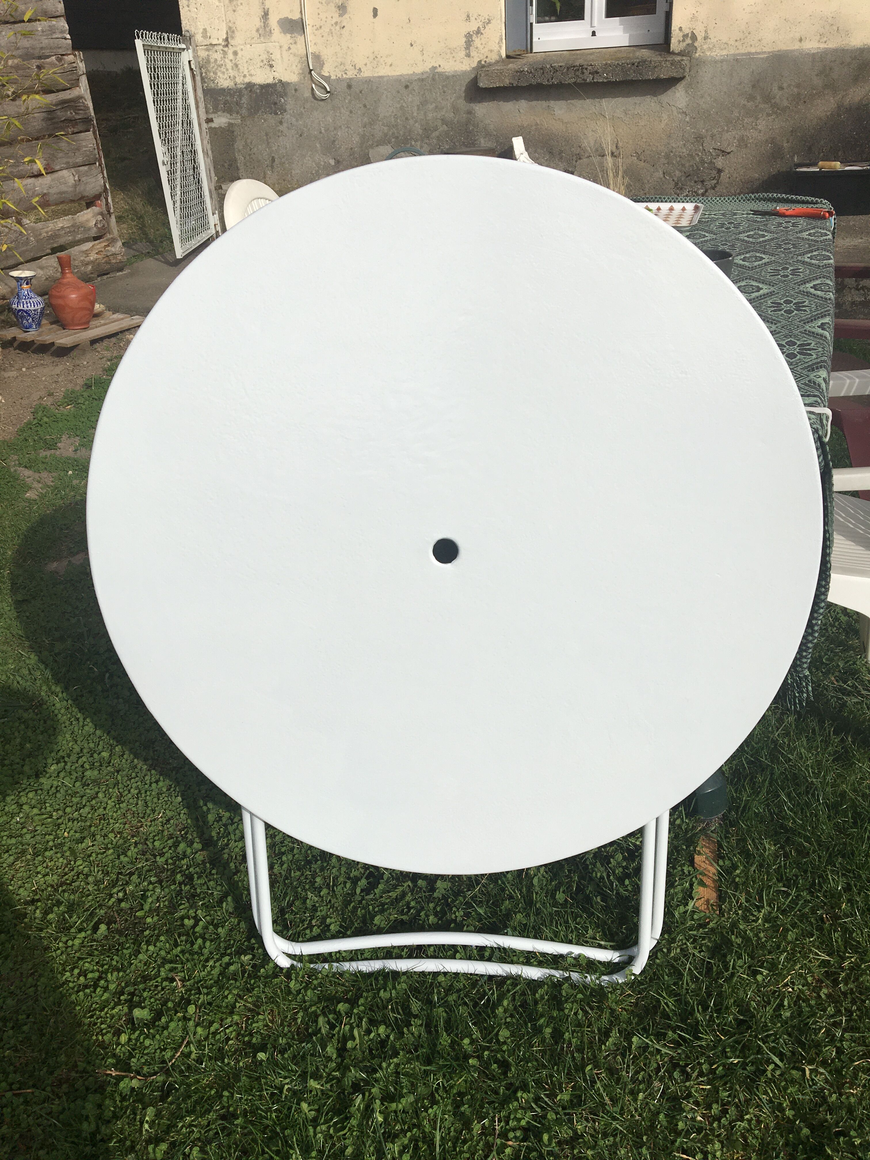 Wrought iron folding garden table