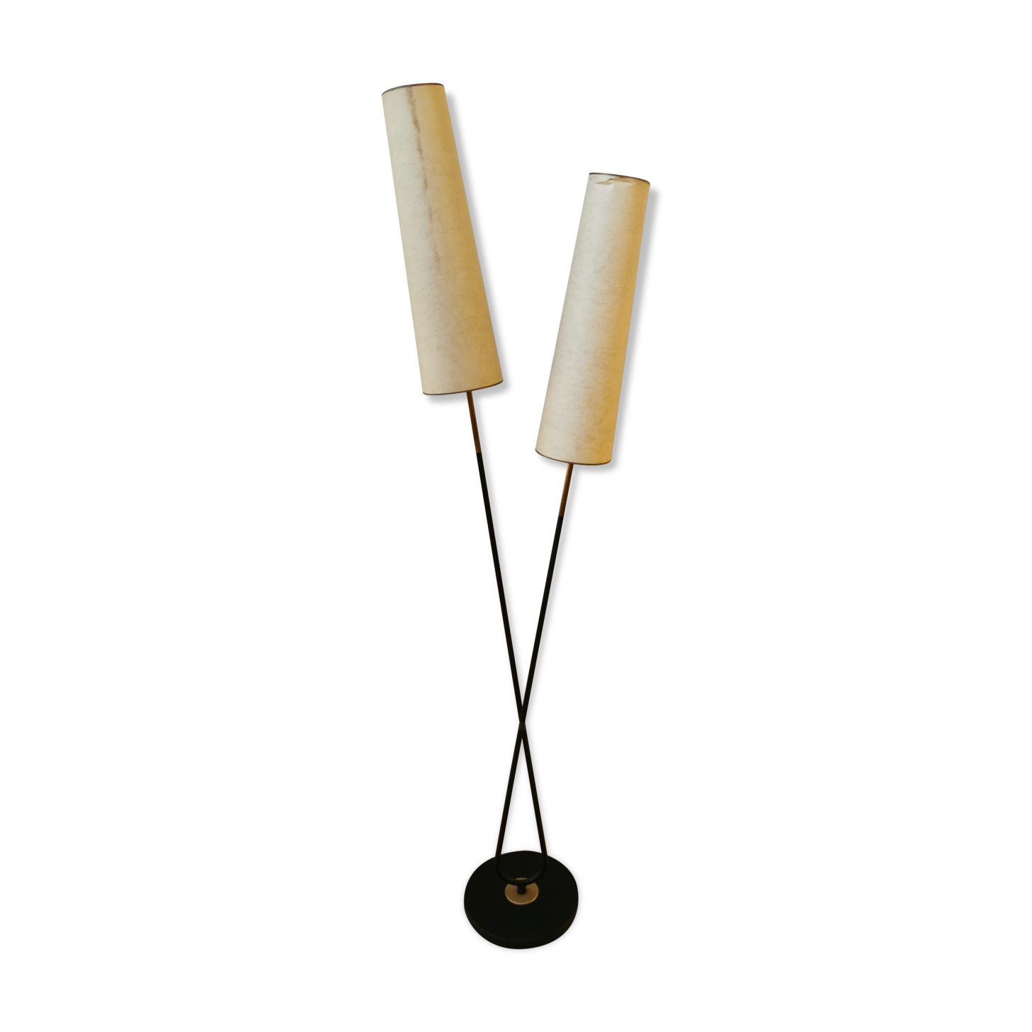 Floor lamp of the 50s with metal and brass foot