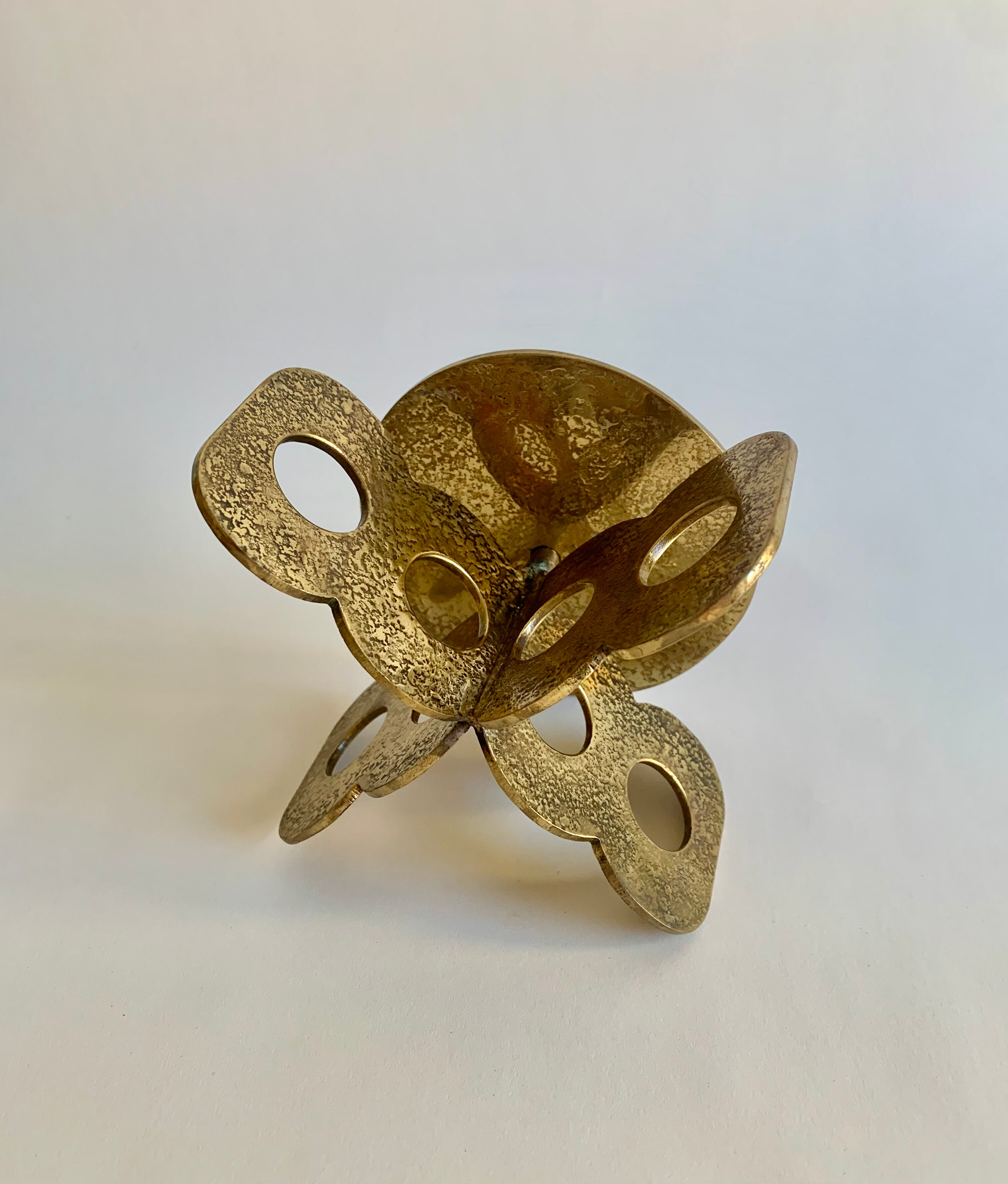 Brutalist bronze candleholder, 1970s