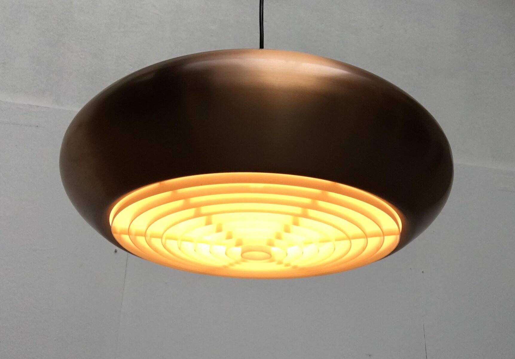 Large suspended copper lamp from mid-century Germany by Goldkant Leuchten.