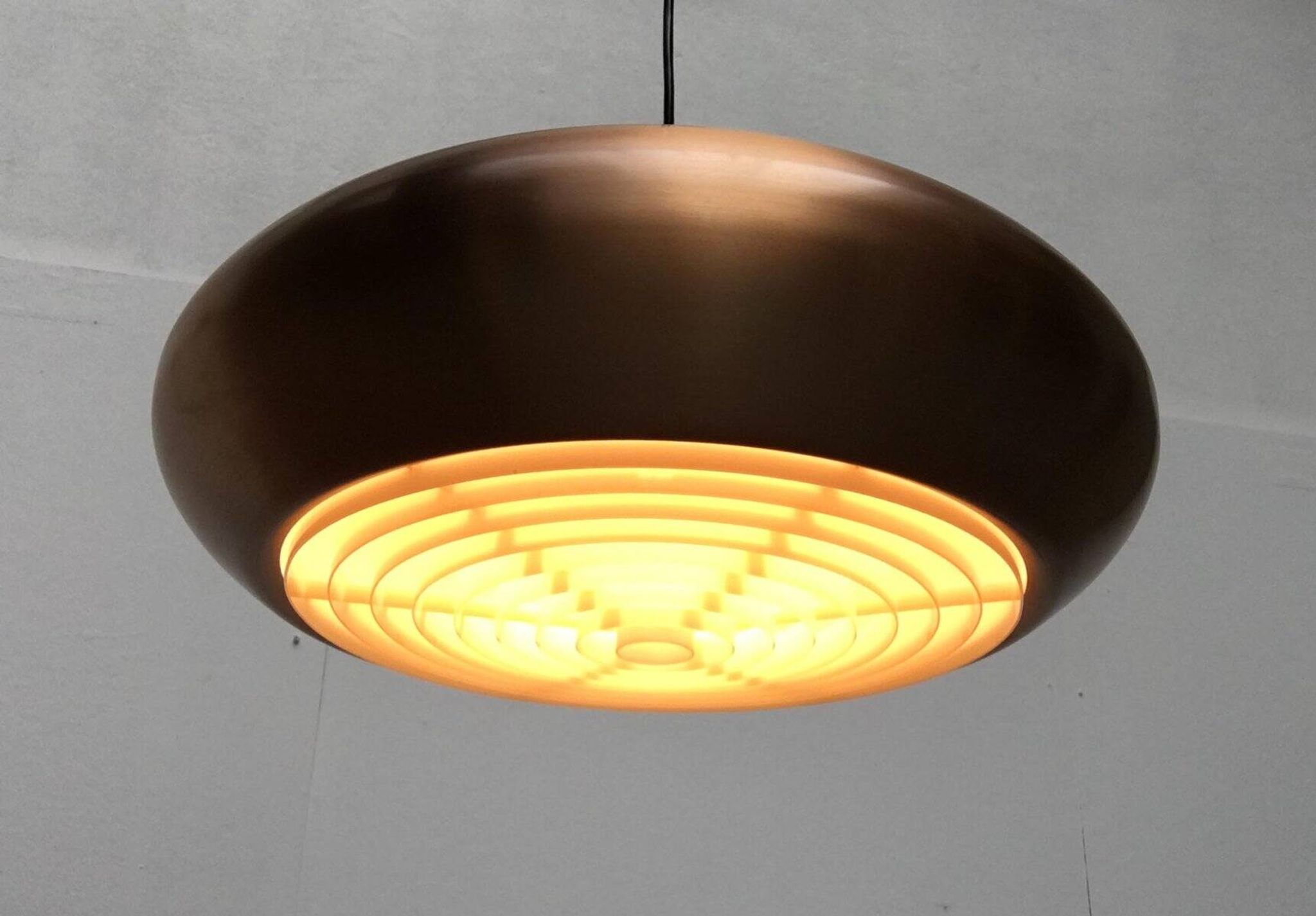 Large suspended copper lamp from mid-century Germany by Goldkant Leuchten.