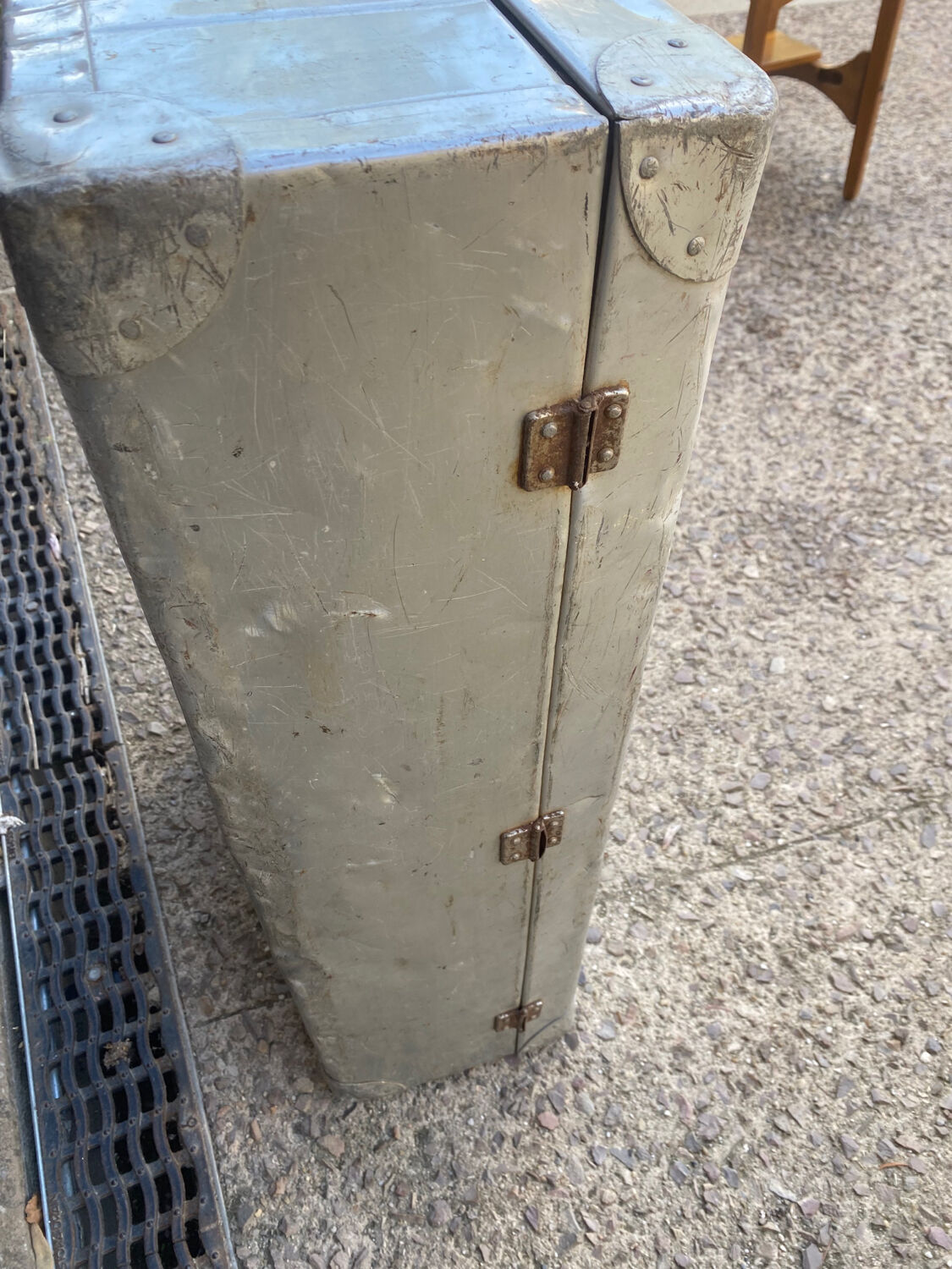 Old large vintage 50s aluminum suitcase