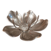 Cendrier fleur à pétales amovibles en métal argenté  - Années 1960