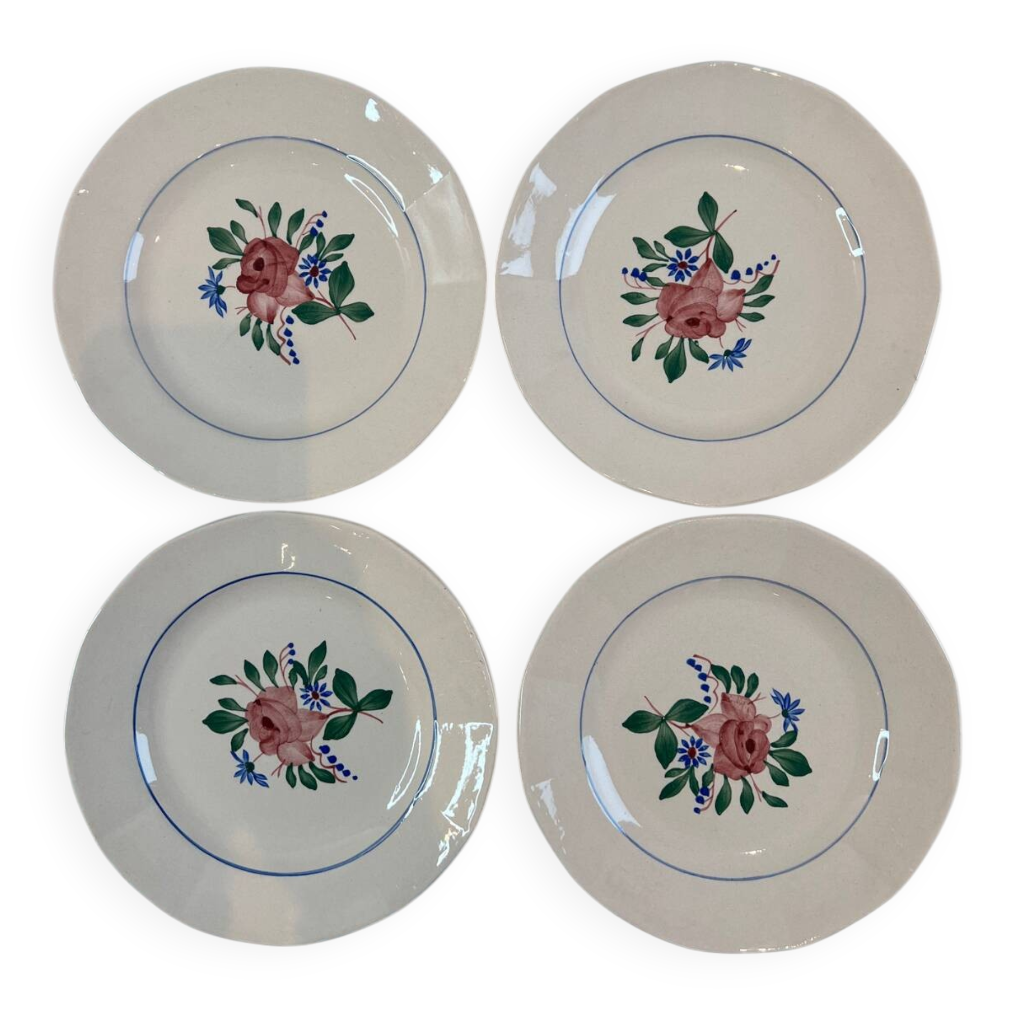Set of four flat plates Sarreguemines Vosges