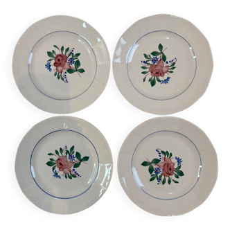 Set of four flat plates Sarreguemines Vosges
