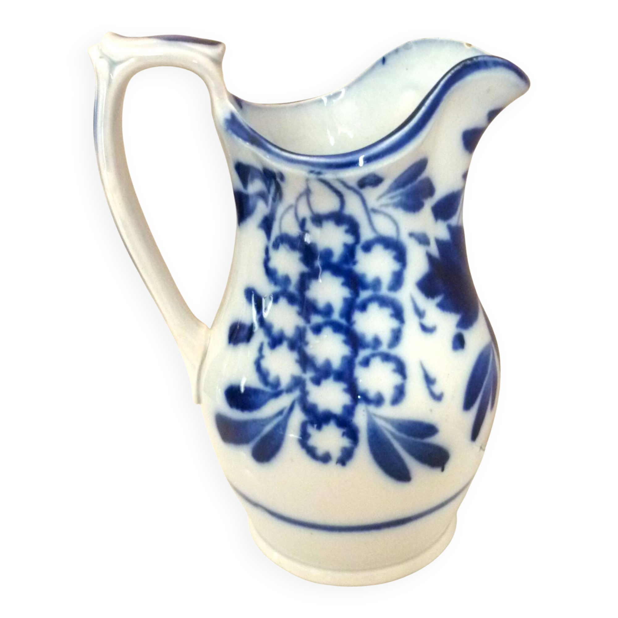 Carafe, antique jug, porcelain with stylised cobalt blue decorations, Art Deco.