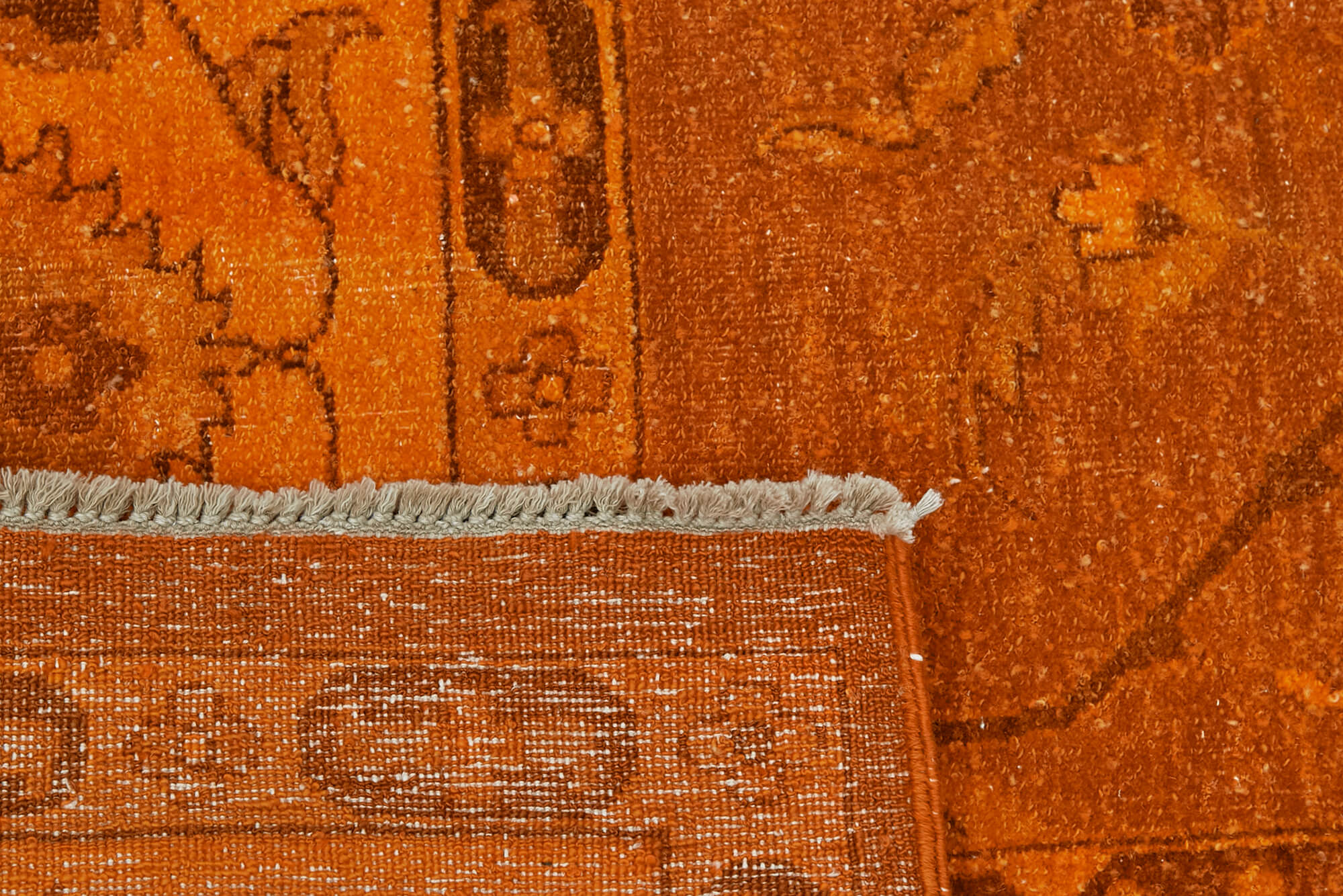 Handmade Oriental Decorative 1980s 267 cm x 372 cm Orange Wool Carpet