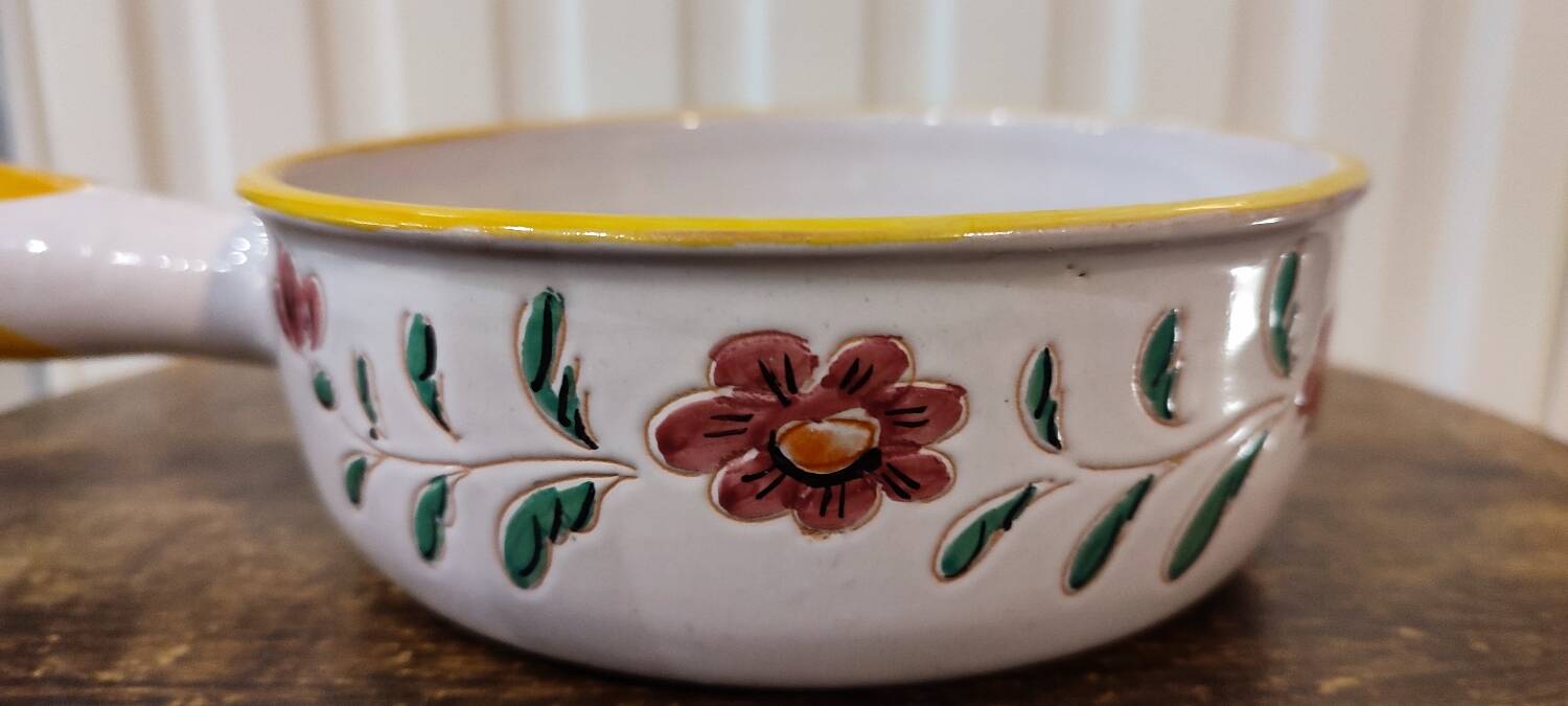 Vallauris ceramic decorative fondue pot