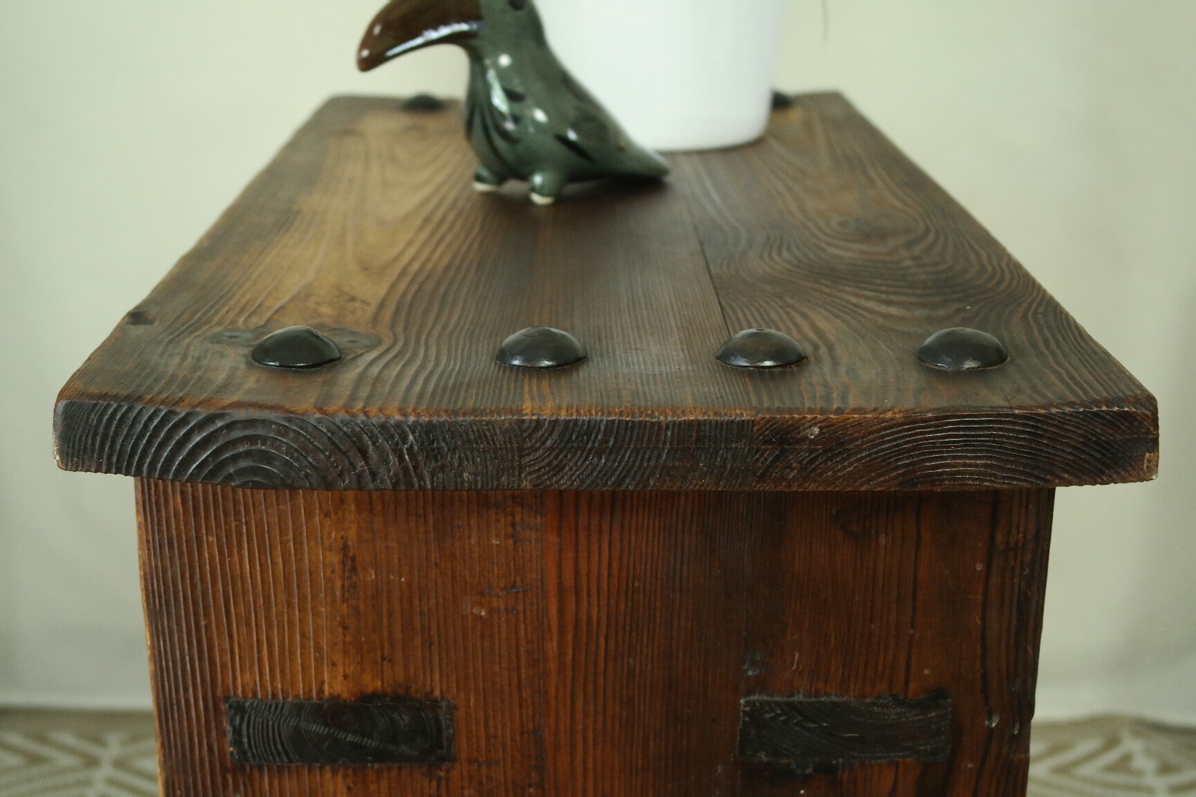 Old rustic fir side table