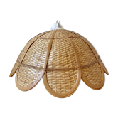 Suspension vintage fleur en rotin