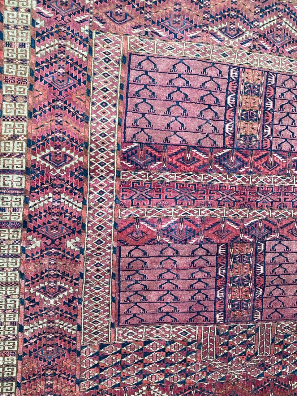 Ancient Turkmen Afghan Hatchlou handmade carpet 133x133 cm