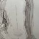 Painting signed watercolor monochrome sepia female nude portrait seated from behind