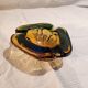 Murano green and yellow blown glass ashtray, 1970