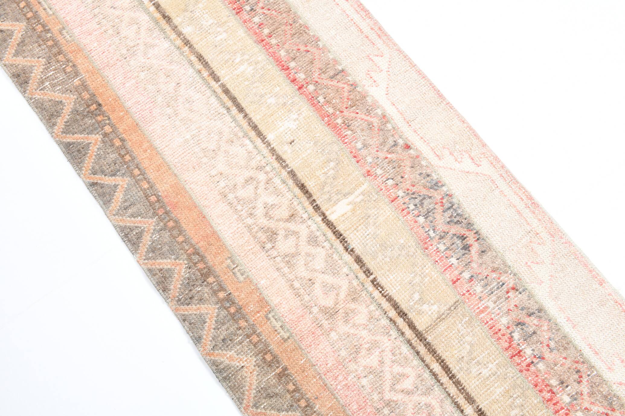 2x10 Contemporary Red & Beige Turkish Runner Rug, 59x298Cm